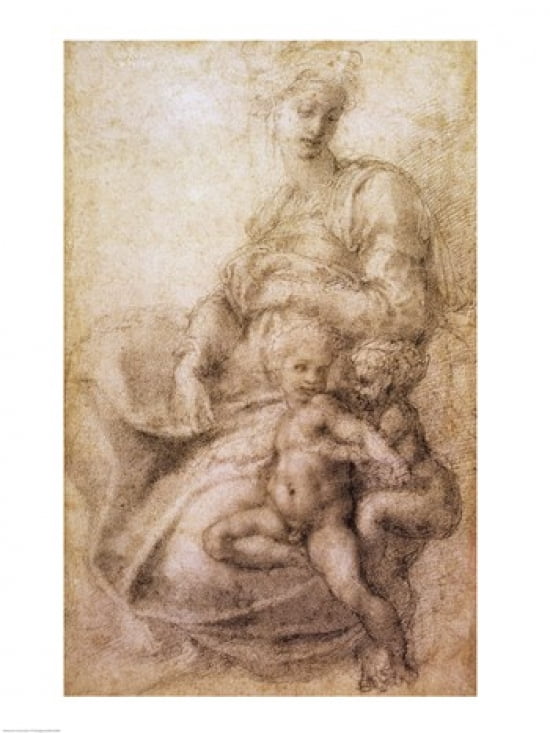 The Virgin and Child with the infant Baptist c1530 Canvas Art - Michelangelo Buonarroti (18 x 24)