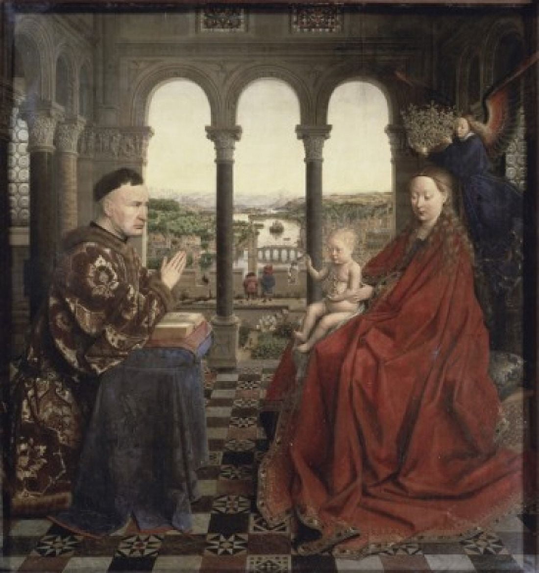 The Virgin of Chancellor Rolin 1435 Jan van Eyck (1390-1441 Flemish) Oil on wood Musee du Louvre Paris France Canvas Art - Jan van Eyck (18 x 24)