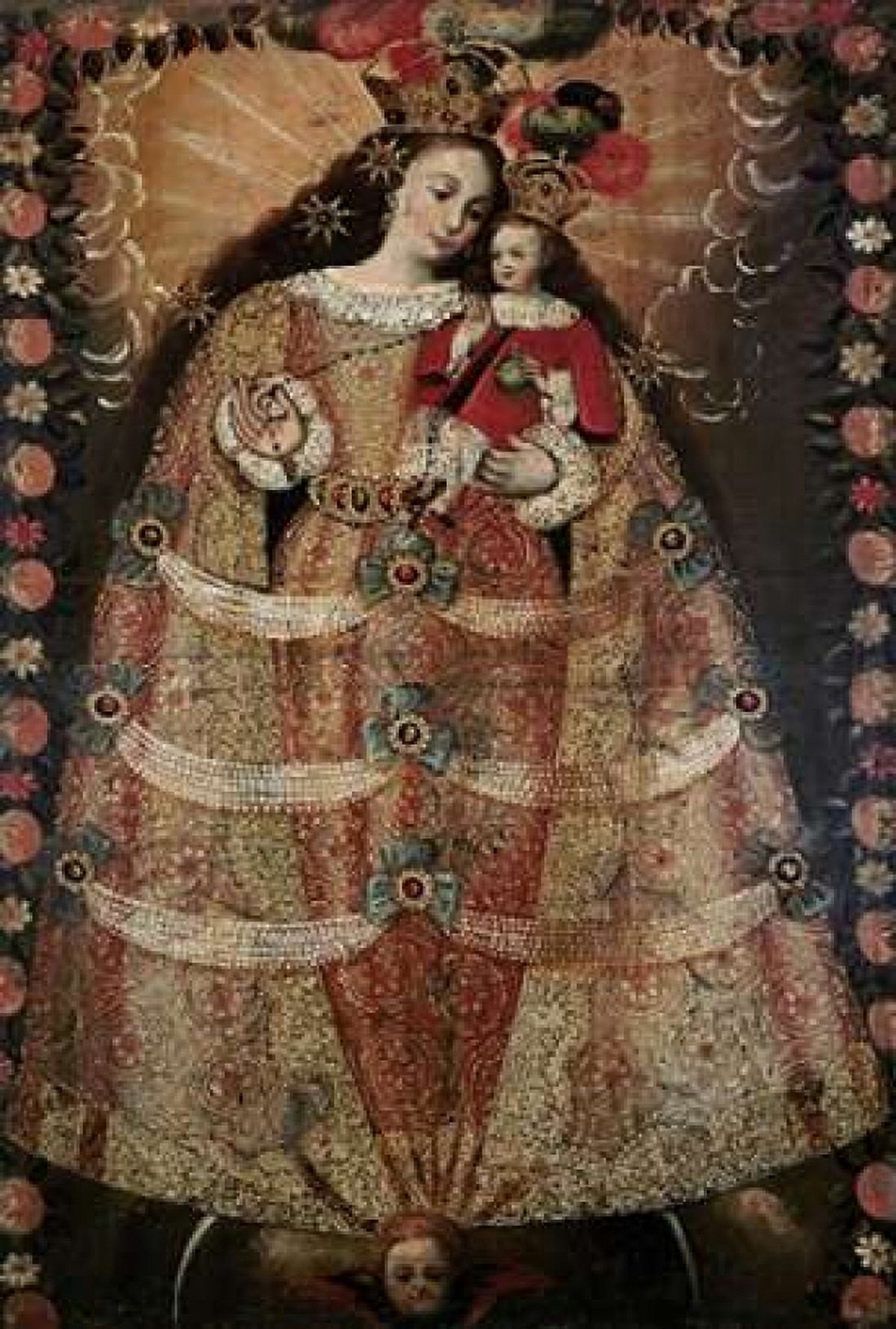 The Virgin of Pomata With a Rosary Canvas Art - Unknown (24 x 36)