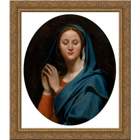 The Virgin of the Blue Veil 24x20 Gold Ornate Wood Framed Canvas Art by Jean Auguste Dominique Ingres