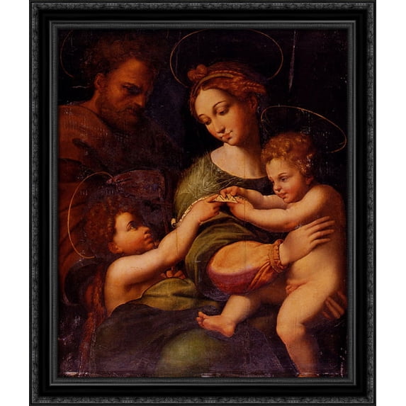 The Virgin of the Rose 28x32 Large Black Ornate Wood Framed Canvas Art by Raphael