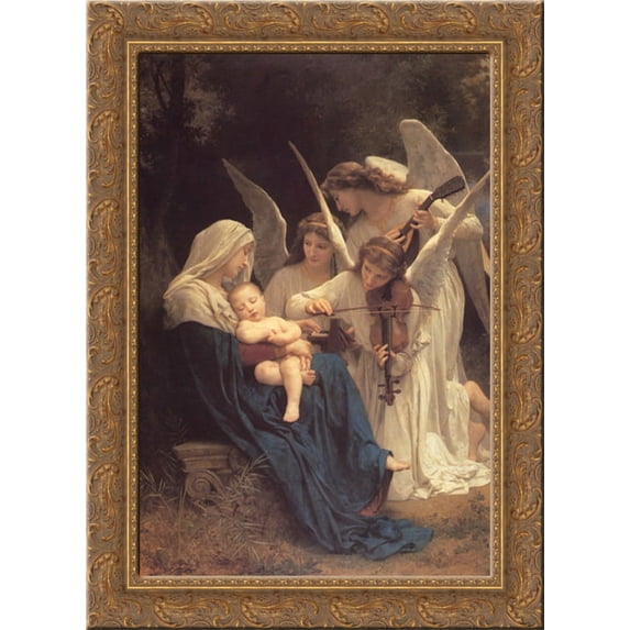 The Virgin with Angels 19x24 Gold Ornate Wood Framed Canvas Art by Bouguereau, William Adolphe