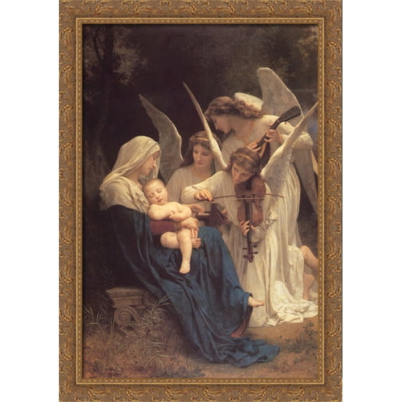 The Virgin with Angels 28x40 Large Gold Ornate Wood Framed Canvas Art by William Adolphe Bouguereau