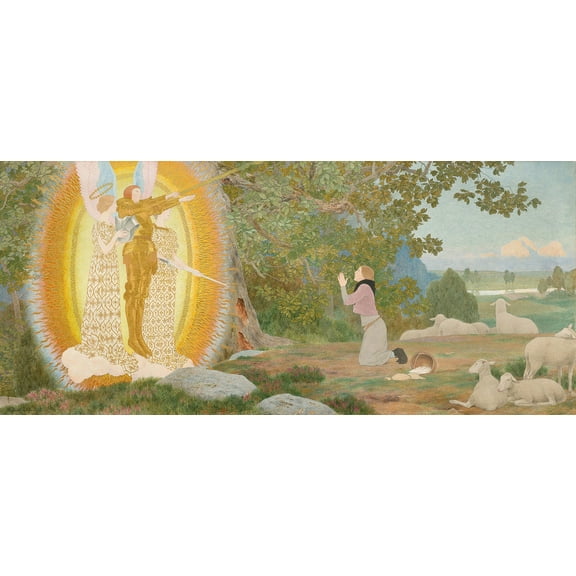 The Vision and Inspiration (Joan of Arc series: I) by Louis Maurice Boutet de Monvel - 12" x 18" Art Print Wall Decor