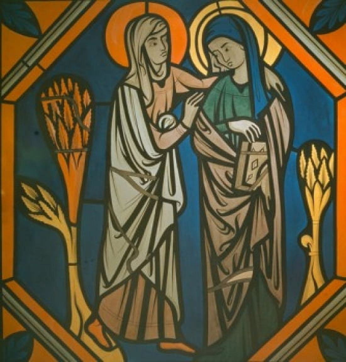 The Visitation stained glass window 12th Century Canvas Art - (18 x 24)