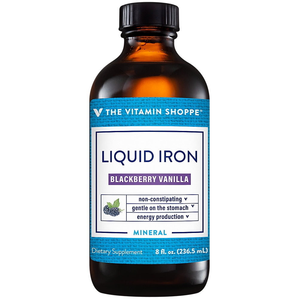The Vitamin Shoppe Liquid Iron, Blackberry Vanilla Flavored, Easily