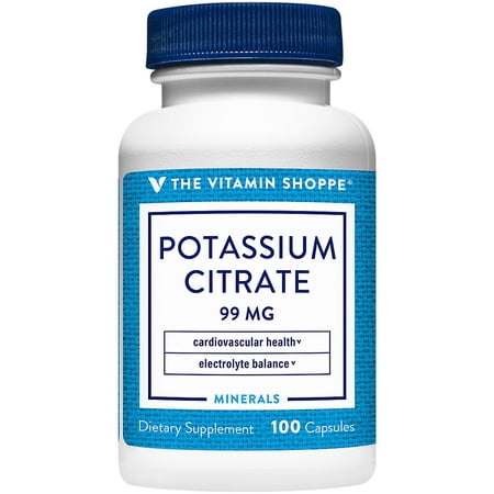 The Vitamin Shoppe Potassium Citrate 99MG, Supports Cardiovascular & Cellular Health (100 Capsules)