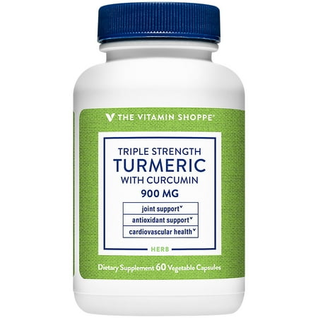 The Vitamin Shoppe Triple Strength Turmeric with Curcumin 900mg, Supports Joint Mobility & Provides Antioxidant Benefits & 5mg Bioperine to Enhance Nutrient Absorption - Once Daily (60 Capsules)