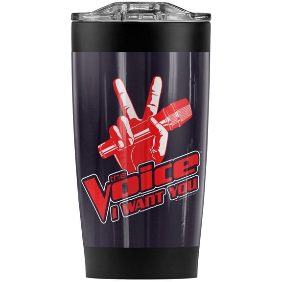 The Voice/Red And White Stainless Steel Tumbler 20 oz Coffee Travel Mug/Cup, Vacuum Insulated & Double Wall with Leakproof Sliding Lid | Great for Hot Drinks and Cold Beverages