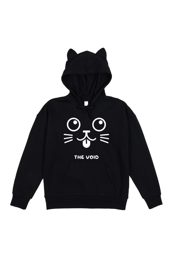 The Void Big Cat Face Adult Black Long Sleeve Cosplay Hoodie With 3D Ears-Medium