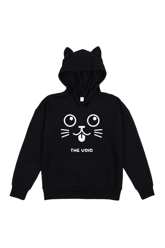 The Void Big Cat Face Youth Girl's Black Long Sleeve Cosplay Hoodie With 3D Hoodie-Small