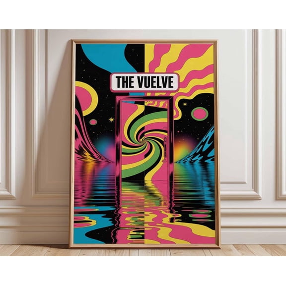 The Vuelve Psychedelic Trippy Doorway Swirl Portal Wall Art Print, Unframed Paper Poster 8x10in