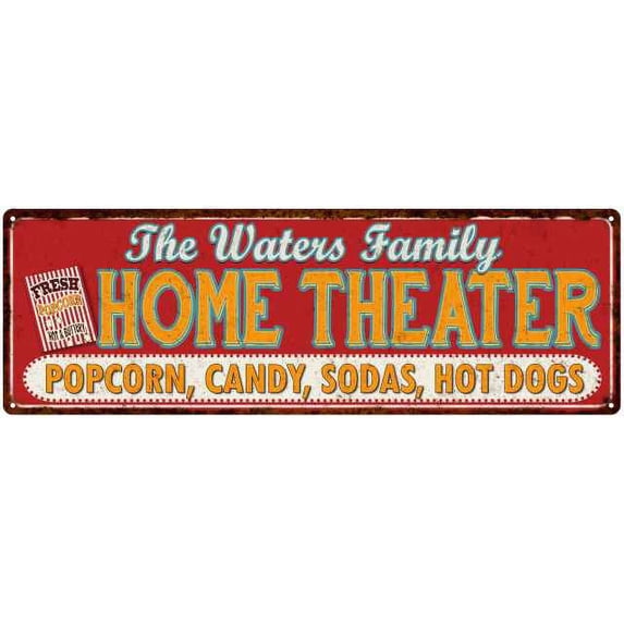 The WATERS Family Home Theater Sign Gift 6x18 Metal Movies Decor 206180100455