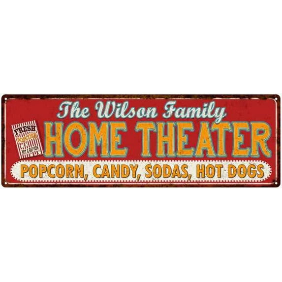 The WILSON Family Home Theater Sign Gift 6x18 Metal Movies Decor 206180100010