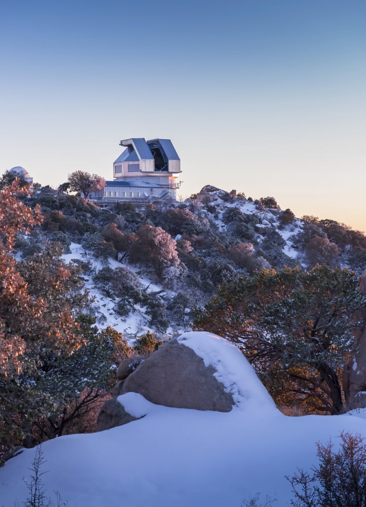 The WIYN Observatory on top of snow capped Kitt Peak Arizona Canvas Art - John DavisStocktrek Images (12 x 17)