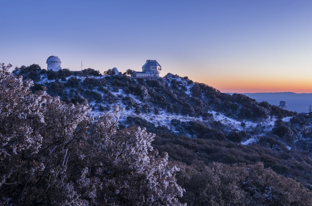 The WIYN Observatory on top of snow capped Kitt Peak Arizona Canvas Art - John DavisStocktrek Images (18 x 12)
