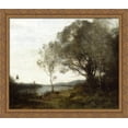 thumbnail image 1 of The Walk around the Pond 34x28 Large Gold Ornate Wood Framed Canvas Art by Camille Corot, 1 of 2