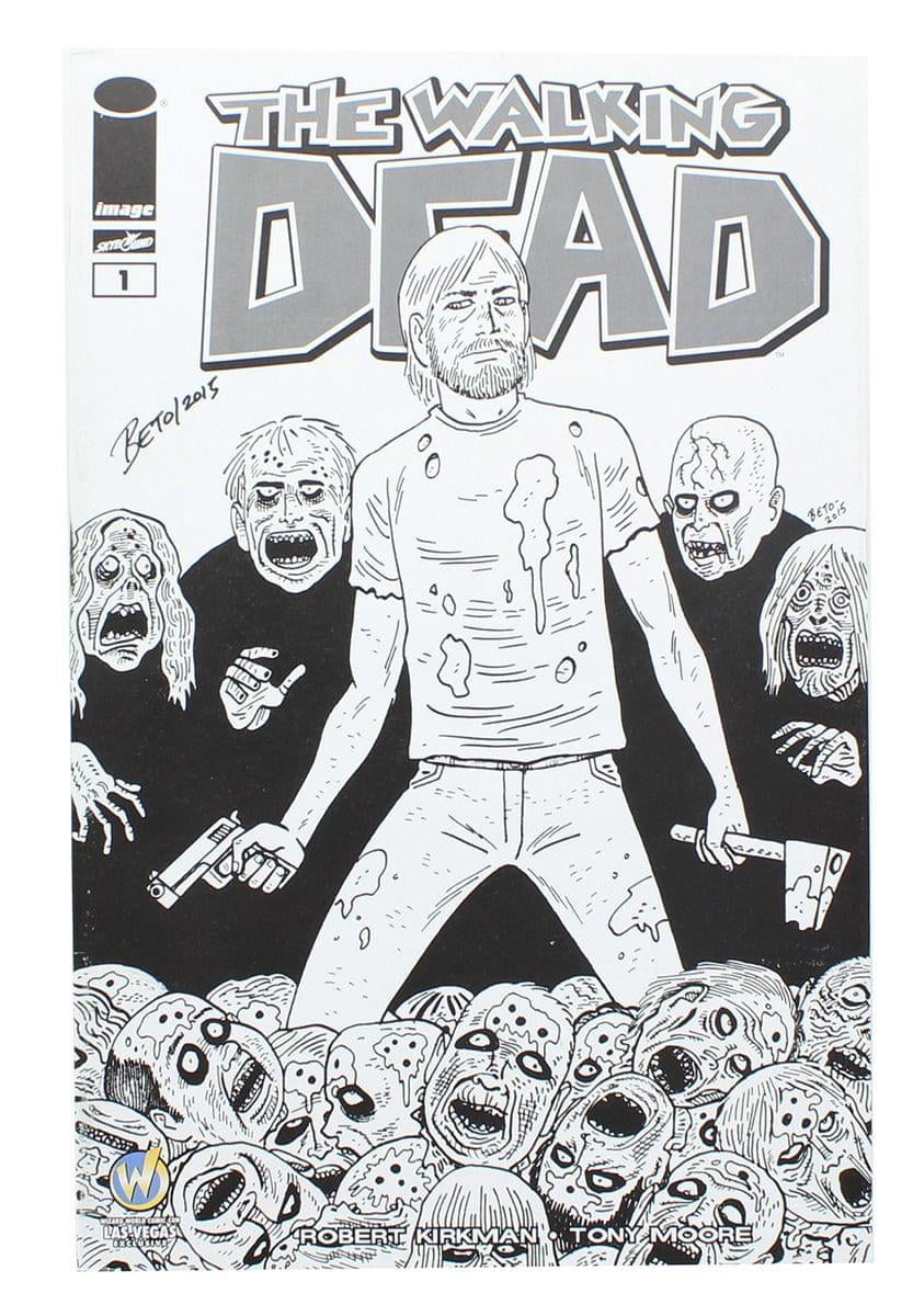 TOYNK TOYS The Walking Dead #1 WW Vegas Exclusive B&W Cover Signed By Gilbert Hernandez