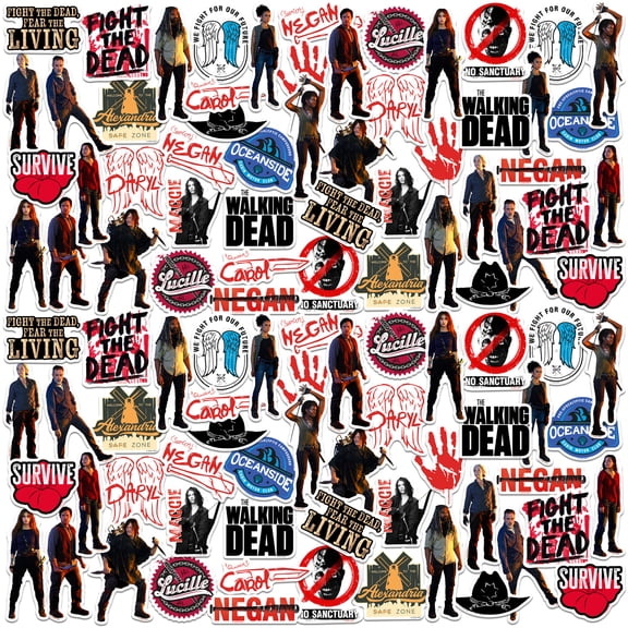 The Walking Dead 100ct Vinyl Large Deluxe Stickers Variety Pack Iconic Designs