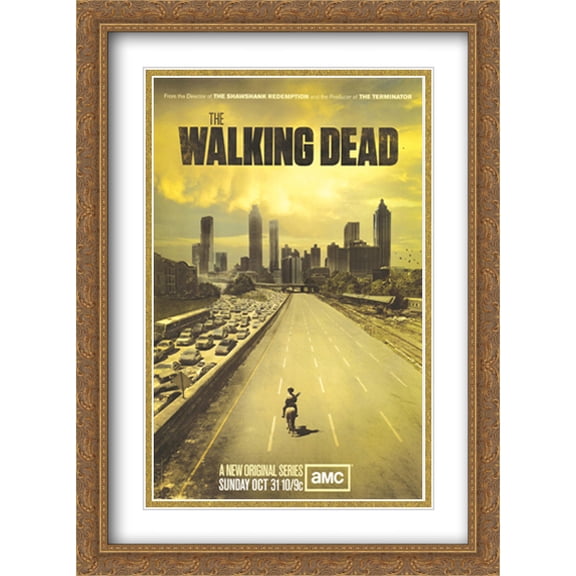 The Walking Dead 28x38 Double Matted Large Gold Ornate Framed TV Show Poster Art Print