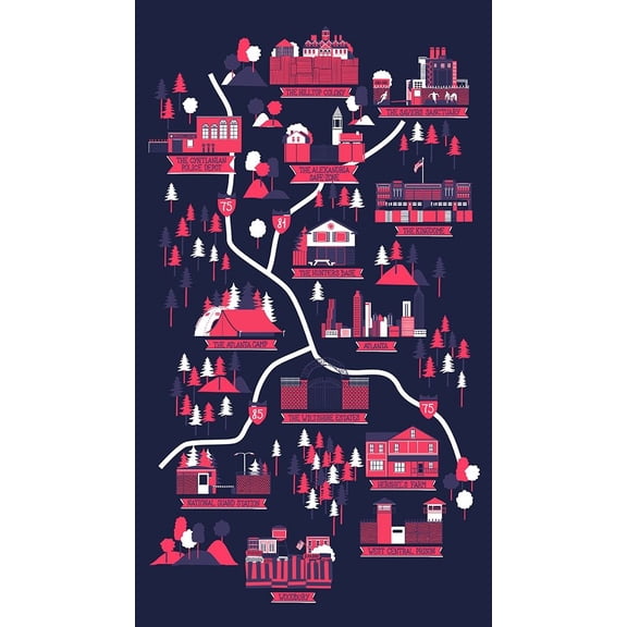The Walking Dead Map Poster Print by Robert Farkas