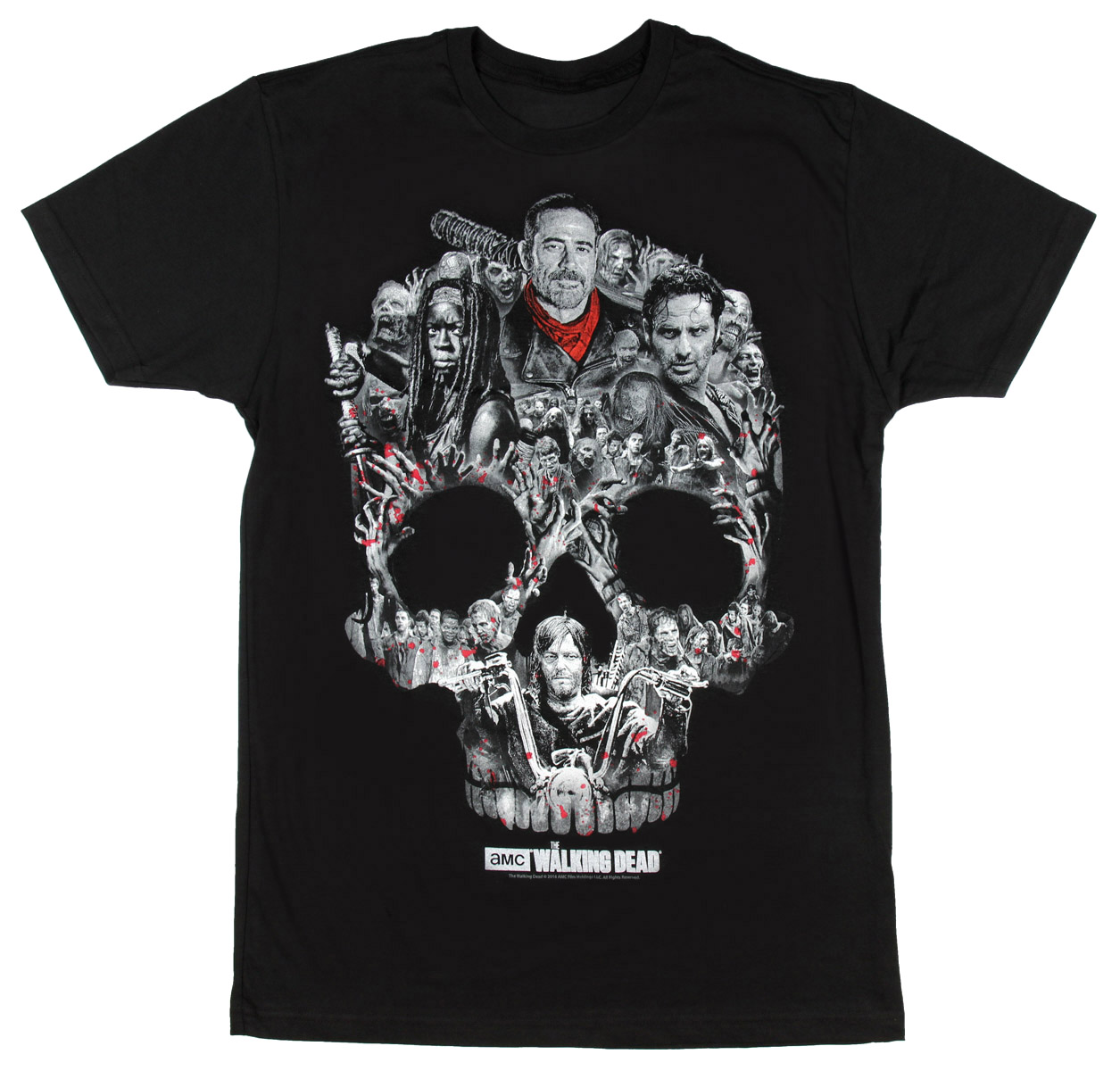 THE WALKING DEAD Skull Pattern Movie T-shirt for men, size XL unclear black type Vintage Second Hand