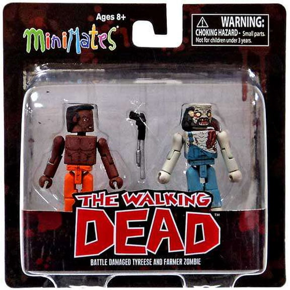 The Walking Dead Minimates Series 3 Battle Damaged Tyreese and Farmer Zombie Mini-Figure 2 pack