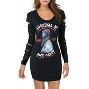 CATFISH CALHOUN The Walking Dead Survival at Any Cost Junior's Black Lazer Cut Shirt