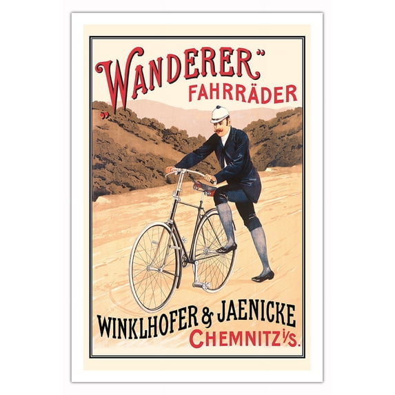 The Wanderer - Winklofer & Jaenicke Cycles (Fahrräder) - Vintage Bicycle Poster c.1910 - Fine Art Matte Paper Print (Unframed) 30x44in
