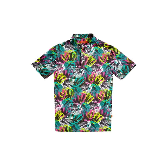 The Warm Up - Shinesty Black and Neon Men’s Polo  Large