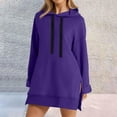 thumbnail image 1 of The Warmy Oversized Hoodie,Casual Oversized Hoodie Dress For Women Pullover Long Sweatshirt Split Hem Tops Purple M, 1 of 5