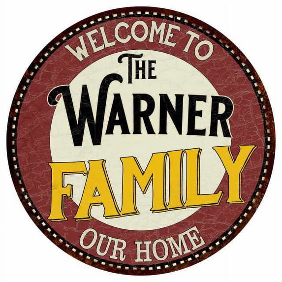 The Warner Family 14" Round Metal Sign Kitchen Game Room Decor 100140038345