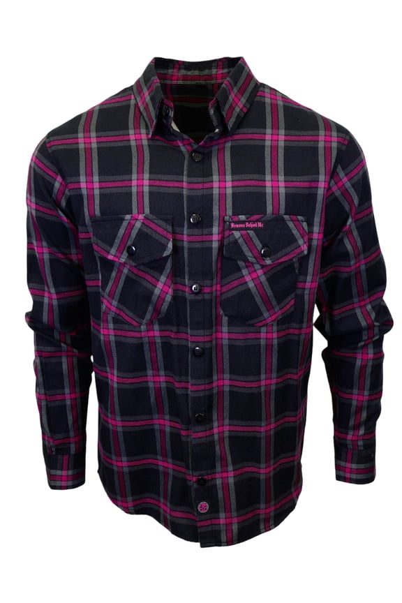 The "Warrior" Black & Pink Flannel (Hidden Snap Collars)