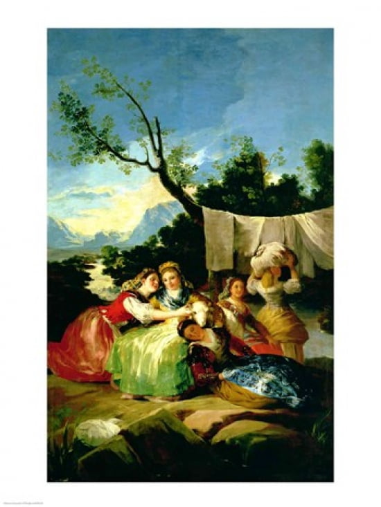 The Washerwomen before 1780 Canvas Art - Francisco De Goya (18 x 24)