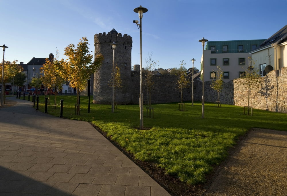 The Watch Tower Part of the 13th Century Town Walls With a Modern Office Development Waterford City Ireland Canvas Art - Panoramic Images (24 x 18)