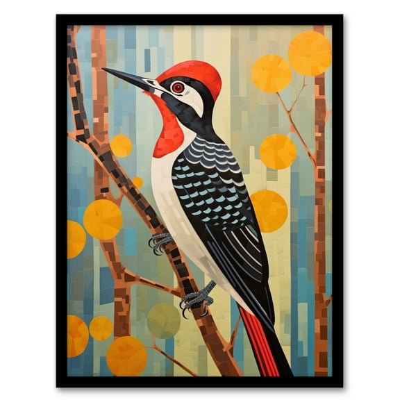 The Watchful Woodpecker Bird in Nature Art Print Framed Poster Wall Decor 12x16 inch