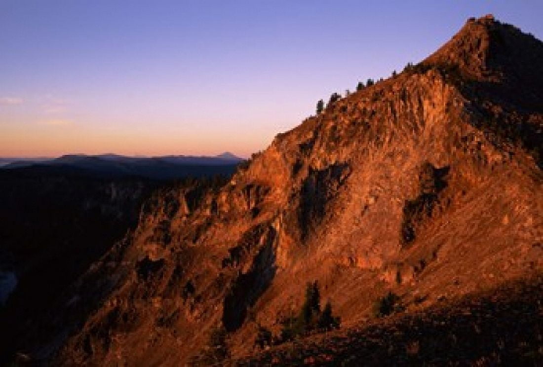 The Watchman at sunrise Crater Lake National Park Oregon USA Canvas Art - Panoramic Images (36 x 25)
