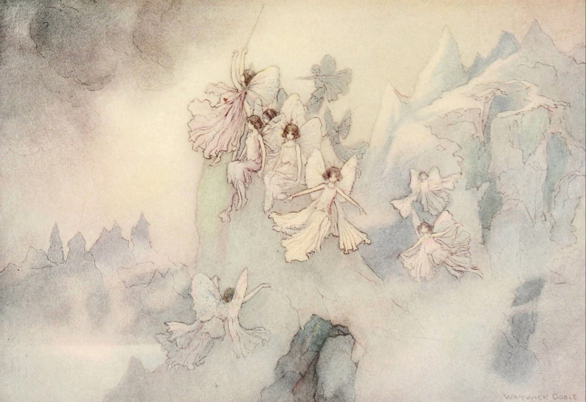 The Water-Babies 1909 All round the ice-cliffs rose Canvas Art - Warwick Goble (24 x 36)