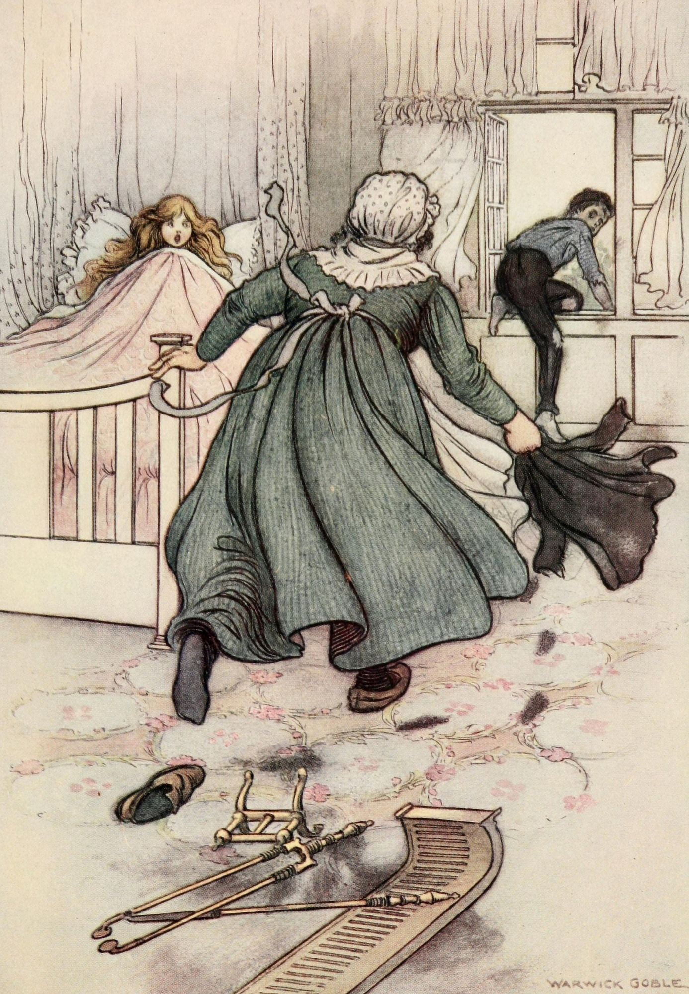 The Water-Babies 1909 In rushed a stout nurse Canvas Art - Warwick Goble (18 x 24)