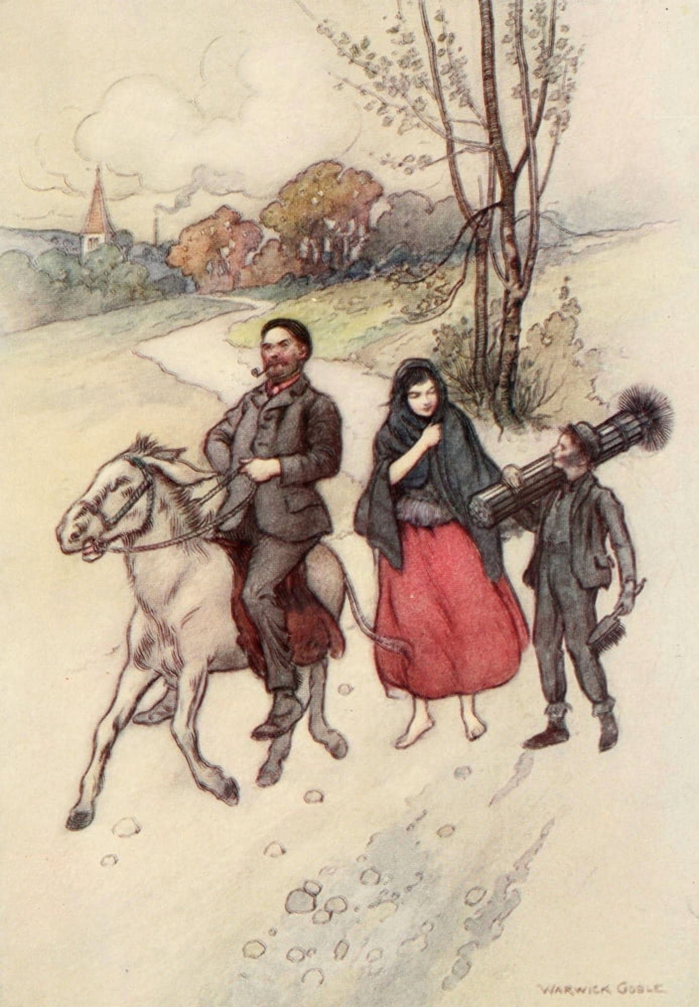 The Water-Babies 1909 She walked beside Tom & talked to him Canvas Art - Warwick Goble (24 x 36)