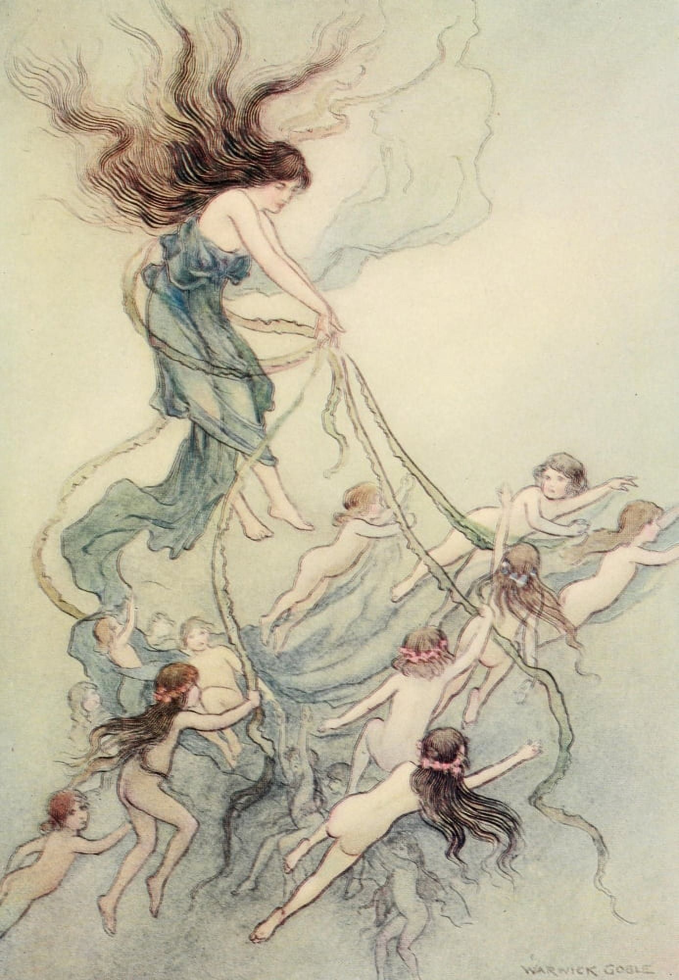 The Water-Babies 1909 She was the queen of them all Canvas Art - Warwick Goble (24 x 36)