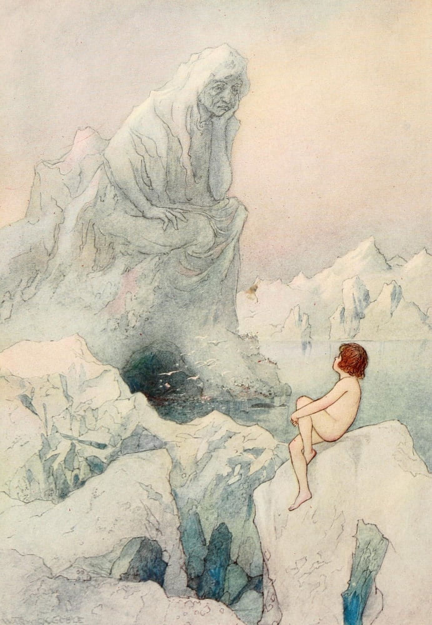 The Water-Babies 1909 Thats Mother Carey Canvas Art - Warwick Goble (24 x 36)