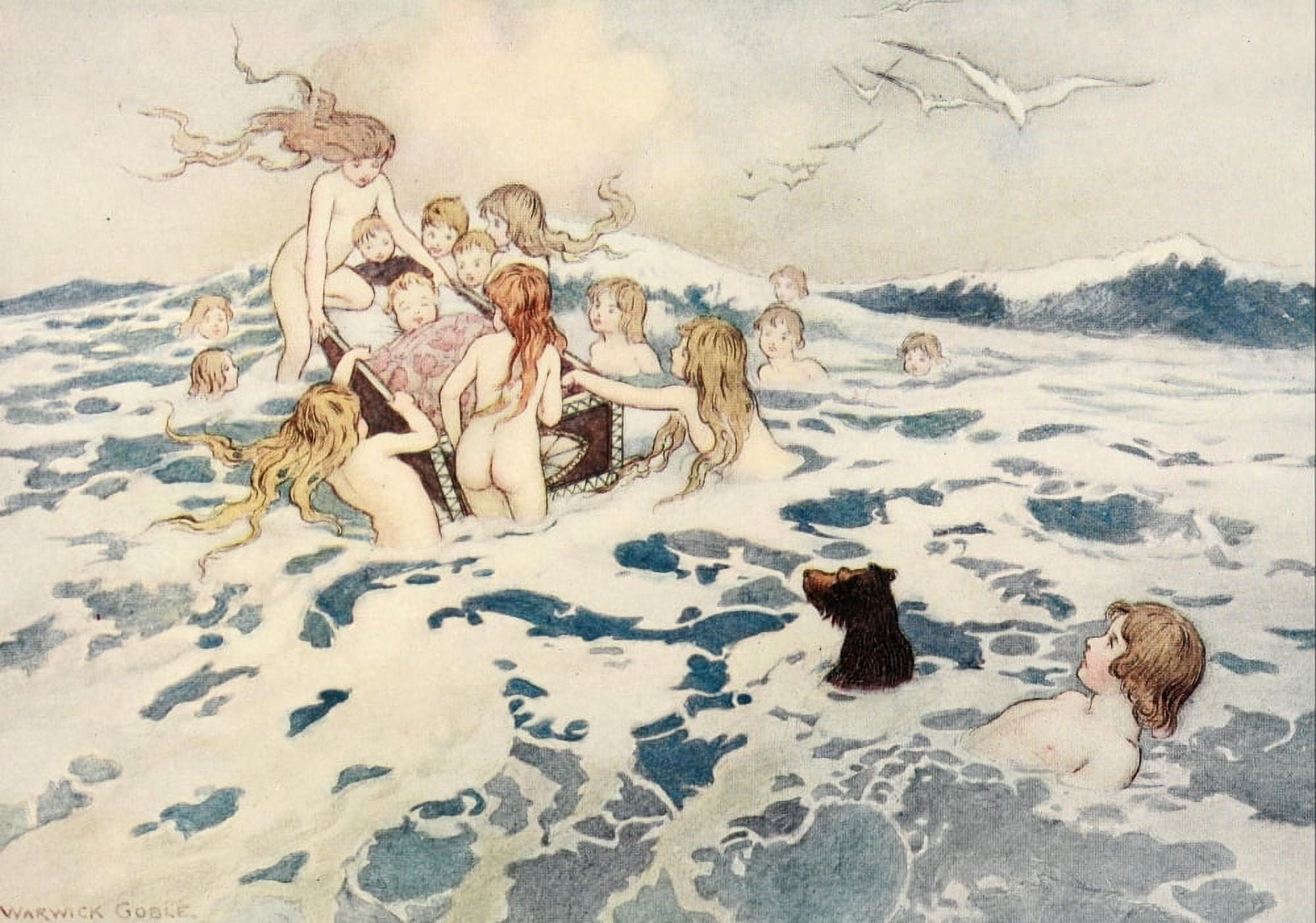 The Water-Babies 1909 The fairies came up from below Canvas Art - Warwick Goble (24 x 36)