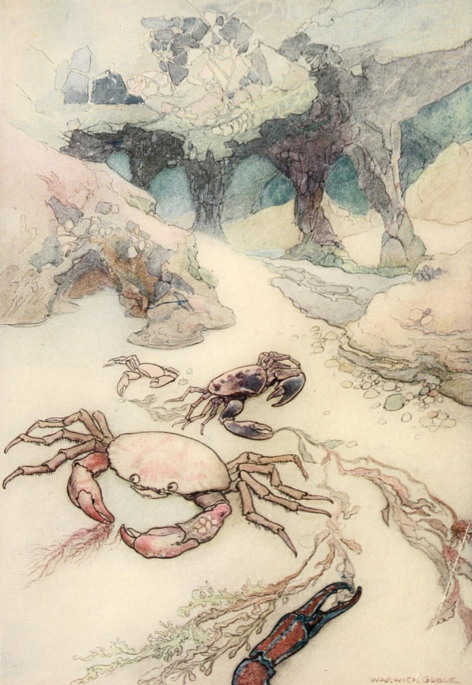 The Water-Babies 1909 The islands roots were full of caves Canvas Art - Warwick Goble (18 x 24)