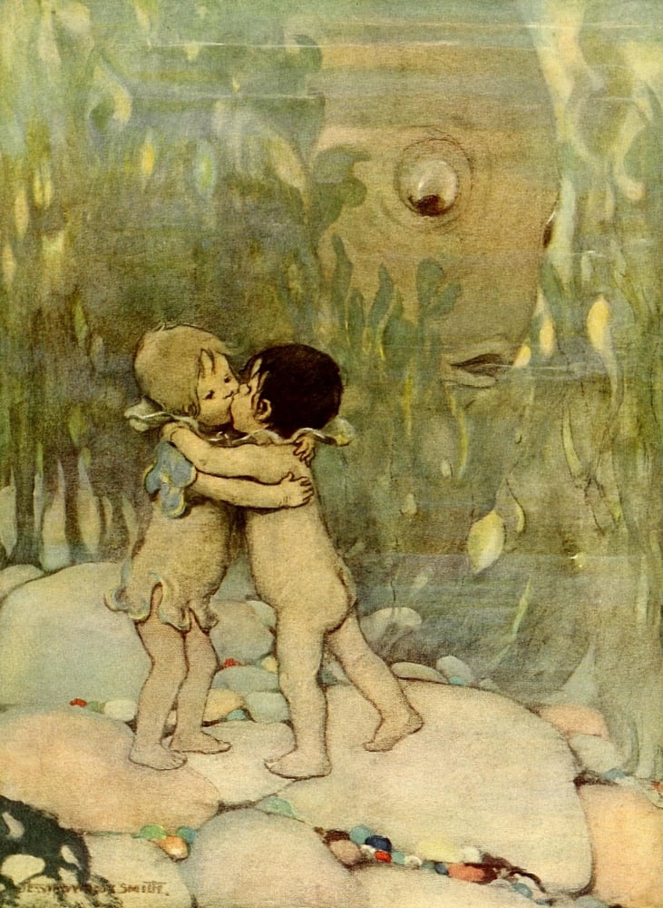 The Water Babies 1916 They hugged and kissed Canvas Art - Jessie Willcox Smith (18 x 24)