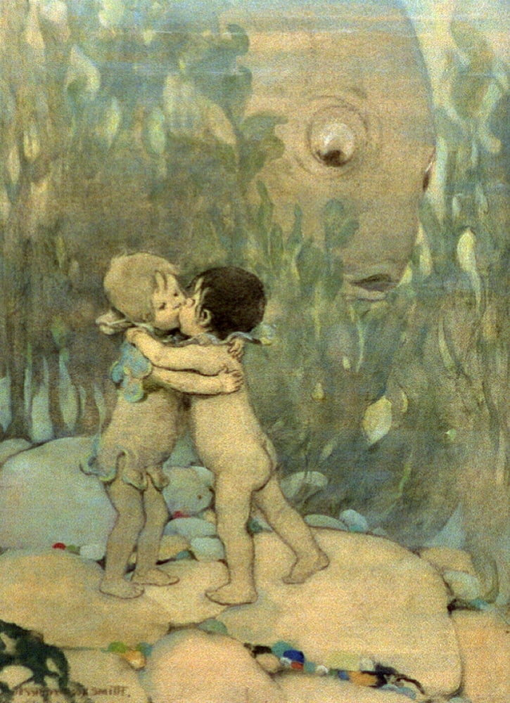 The Water Babies 1916 They hugged & kissed each other Canvas Art - Jessie Willcox Smith (24 x 36)