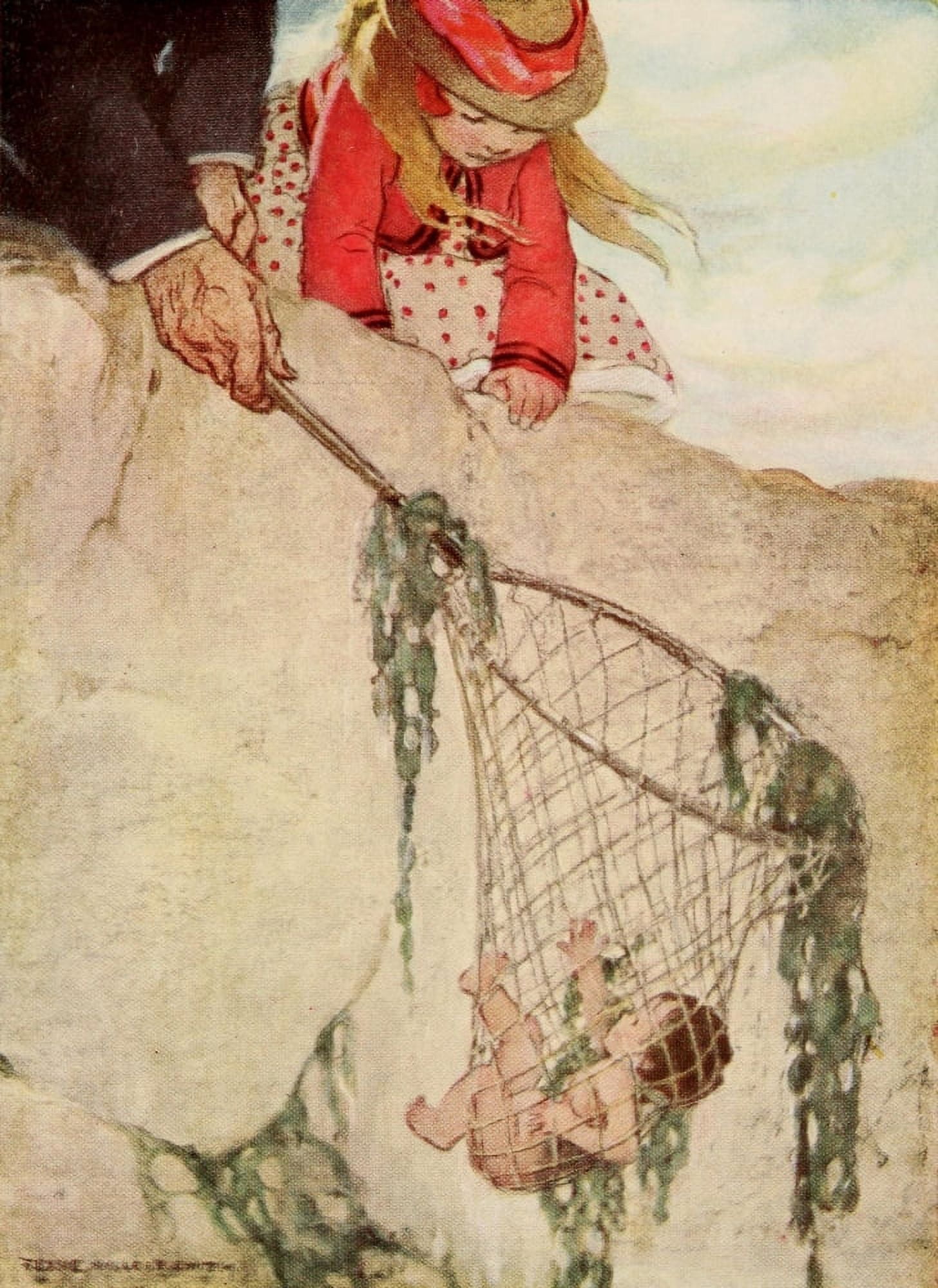 The Water Babies 1916 Tom entangled in the net Canvas Art - Jessie Willcox Smith (24 x 36)