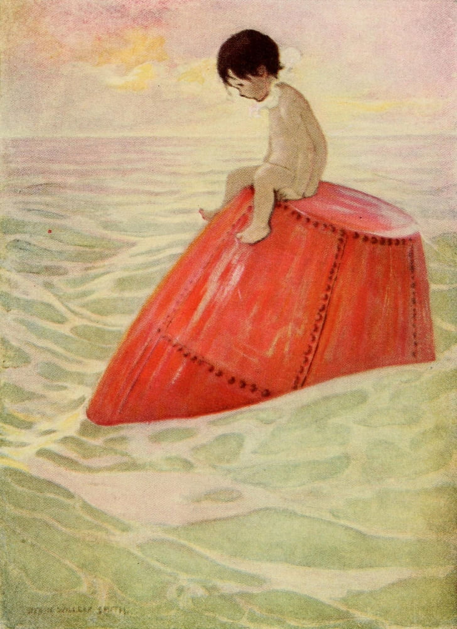 The Water Babies 1916 Tom sat upon the buoy Canvas Art - Jessie Willcox Smith (24 x 36)