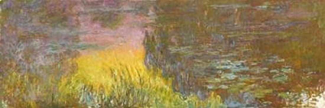 The Water Lilies - Setting Sun Canvas Art - Claude Monet (8 x 24)
