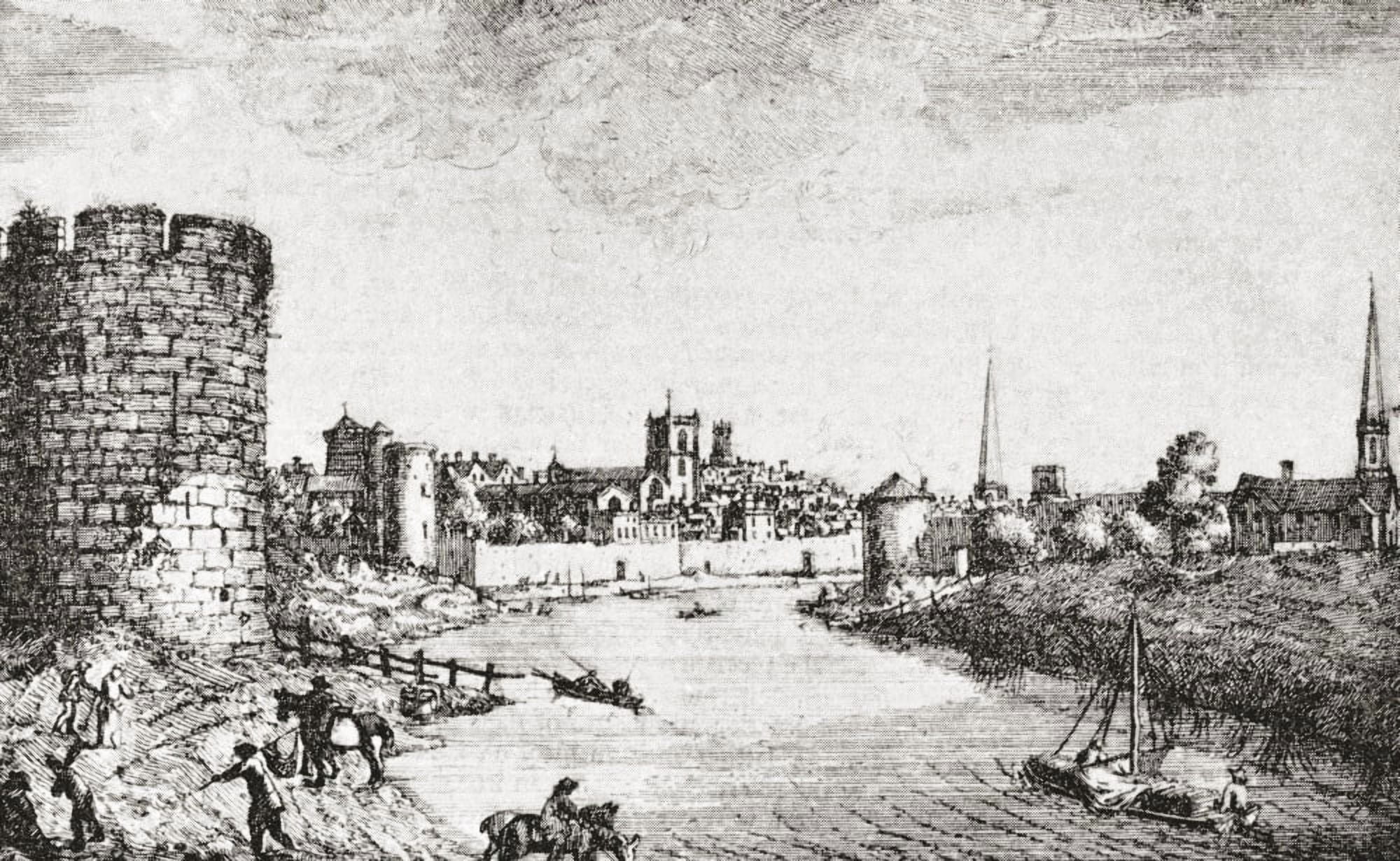 The Water Tower On The River Ouse York England From Picturesque History Of Yorkshire Published C1900 Canvas Art - Ken Welsh Design Pics (18 x 11)